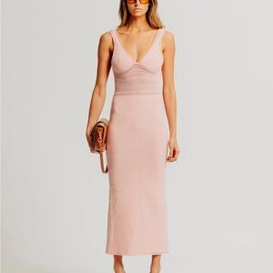 Torn by Ronny Kobo Pink Knit Crochet Madi Dress